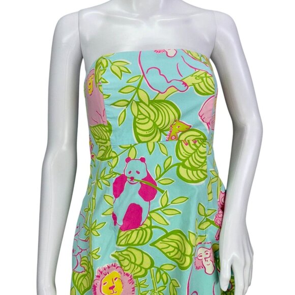 Lilly Pulitzer Womens Sabrina Dress Tie Back Owl Lion Giraffe Elephant Size 2 - Picture 4 of 13